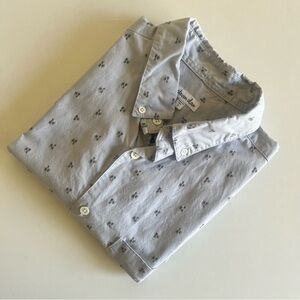 Steven Alan Short Sleeve Button Front Shirt Palm Tree Size L Grey Made In USA